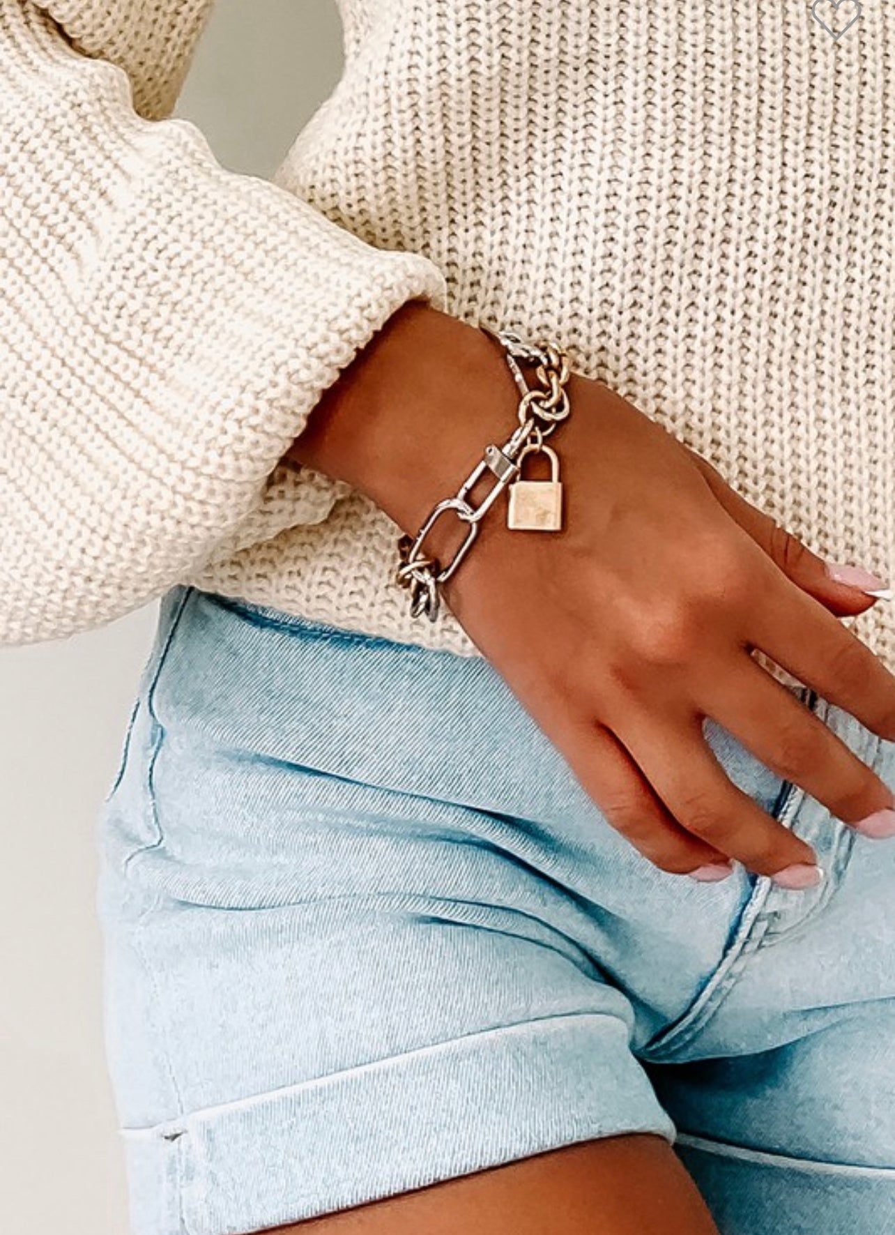 Gold Silver Bracelet with Charm