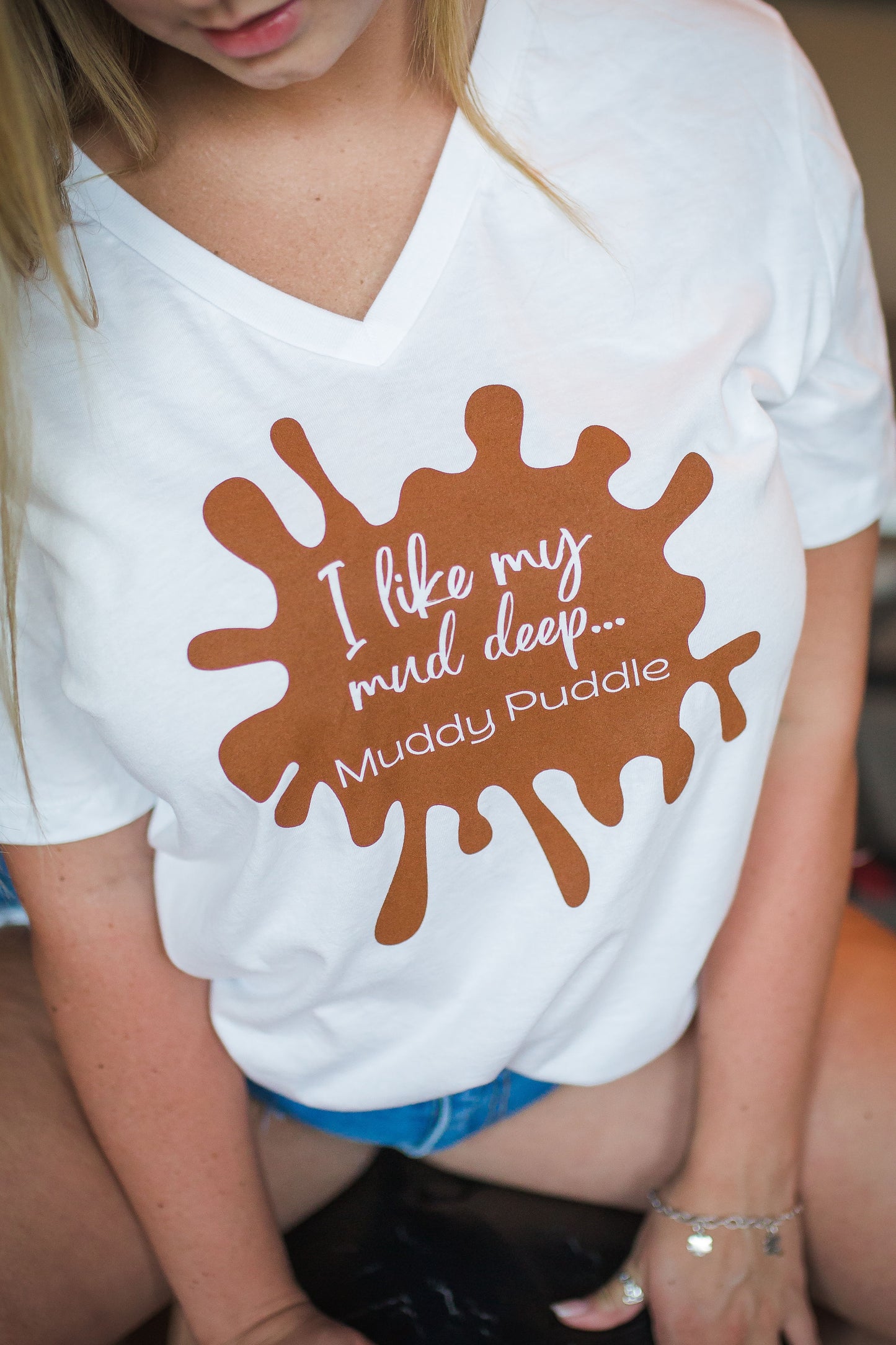 I like my mud deep... Women's Relaxed Jersey V-Neck