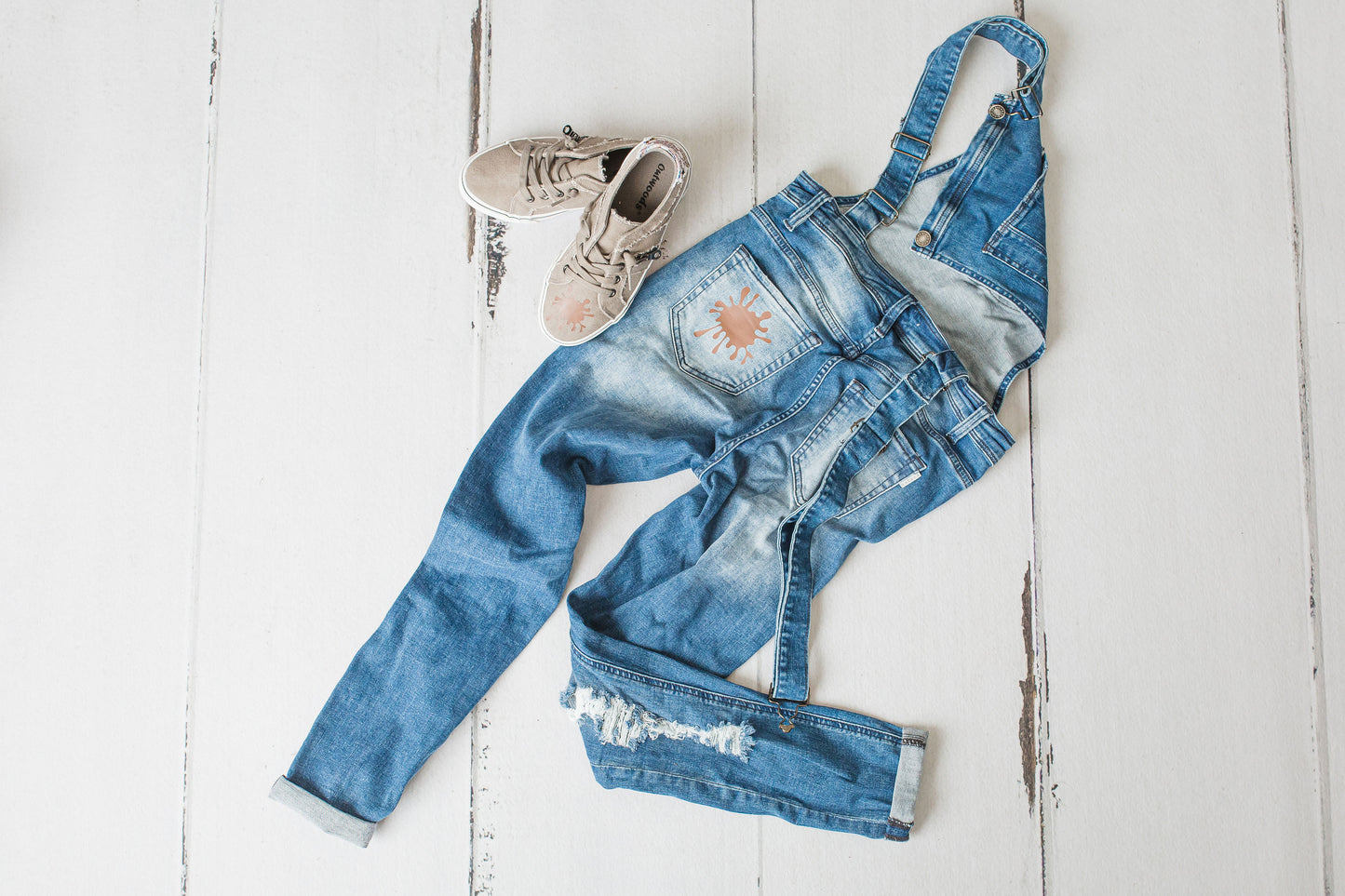 Distressed Stretchy Skinny Overall Denim Jeans