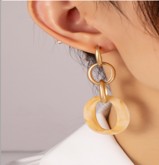Chunky metal chain link drop earrings